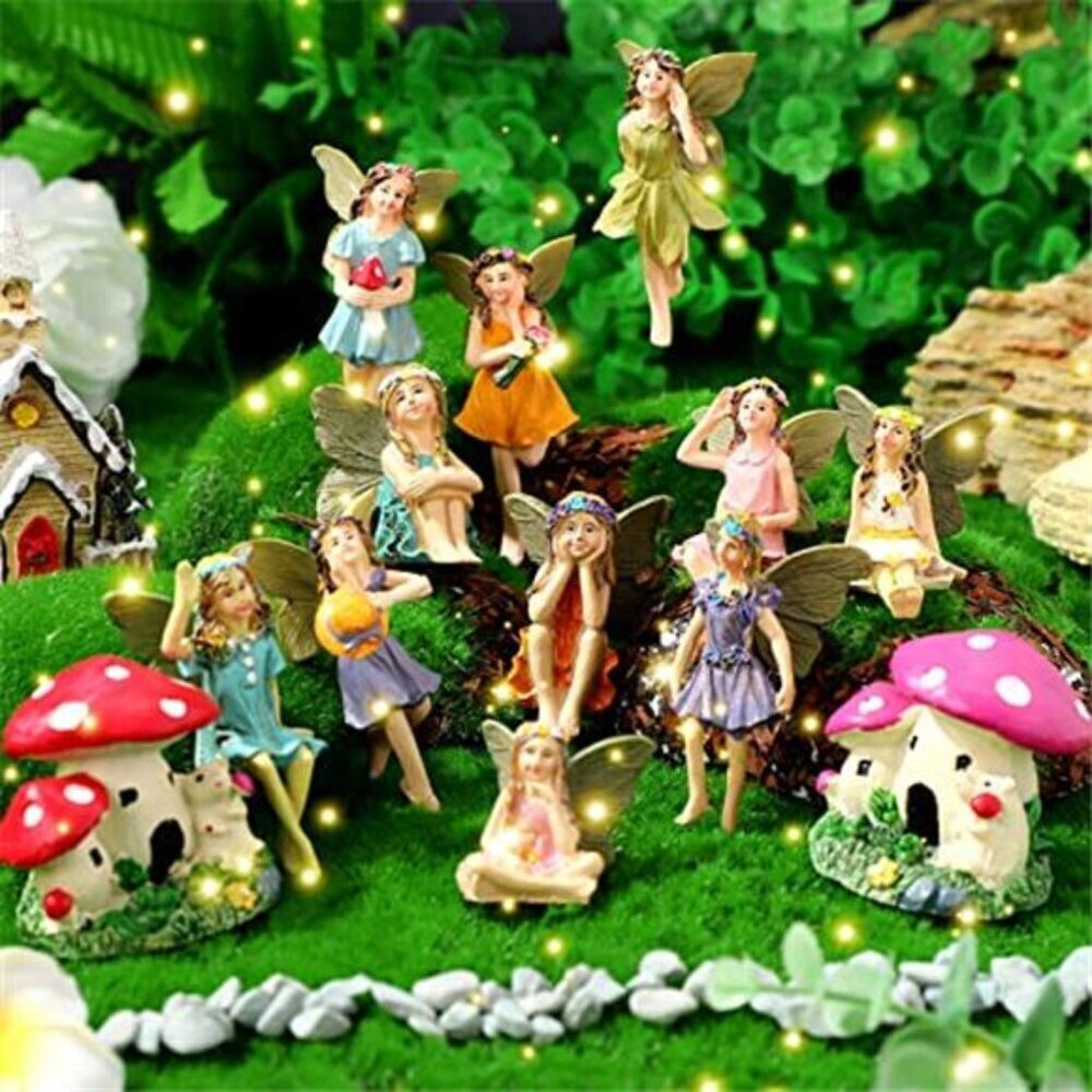 13 Pcs Garden Accessories Miniatures Fairies Figurine Mushroom House
